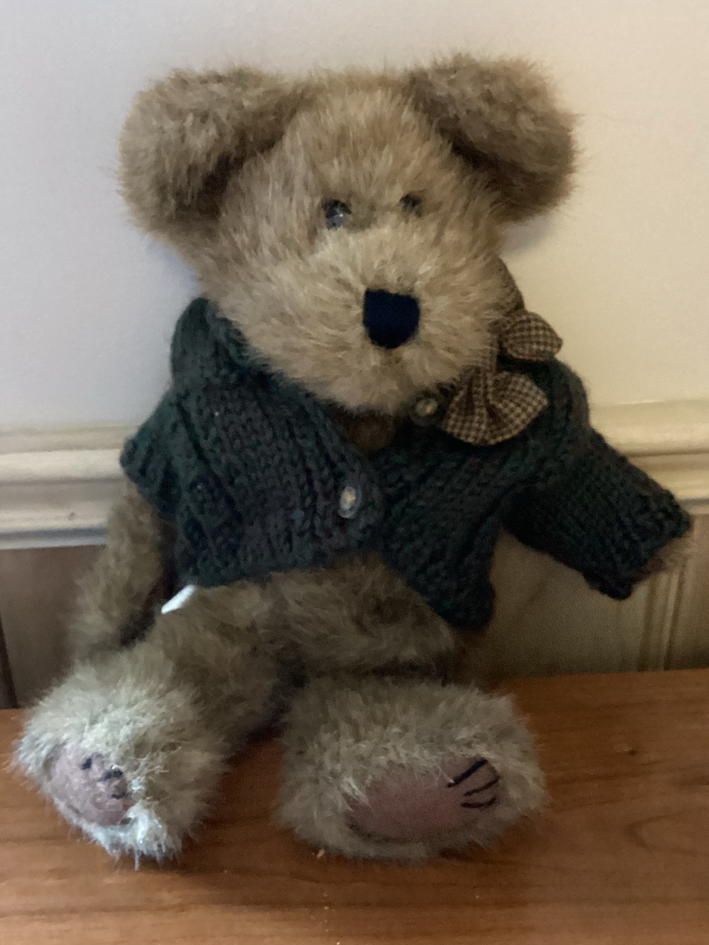 Classic The Boyd’s Bear Teddy Bear in Green Knit Sweater with Bow Accent